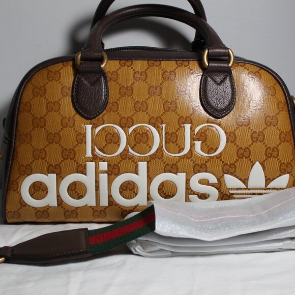Gucci x adidas Handbags - NEW Gucci x Adidas GG Monogram Duffle Shoulder Bag Top Handl Tote Trefoil 702397